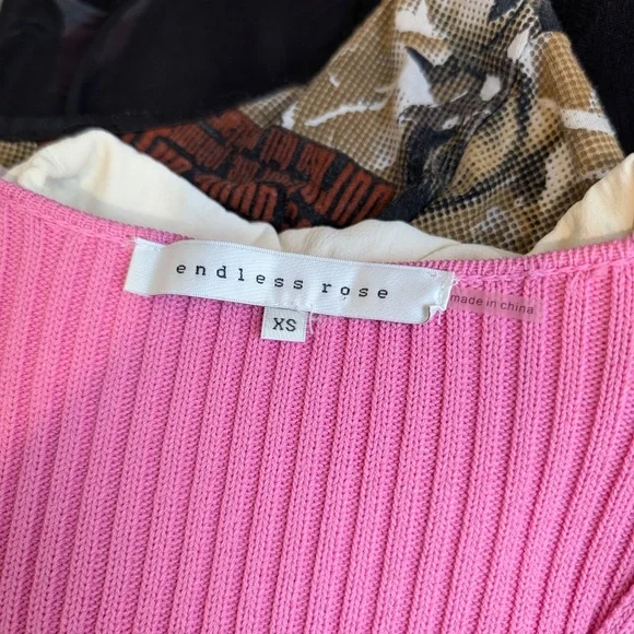 Endless Rose Pink Knit Top Size XS Long Sleeve Ribbed - Picture 11 of 12